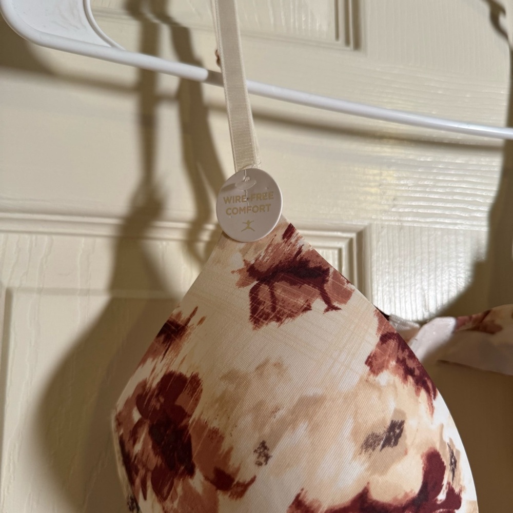 Danskin Brown and Cream Floral Bra Wire Free Size 34C - Picture 4 of 7